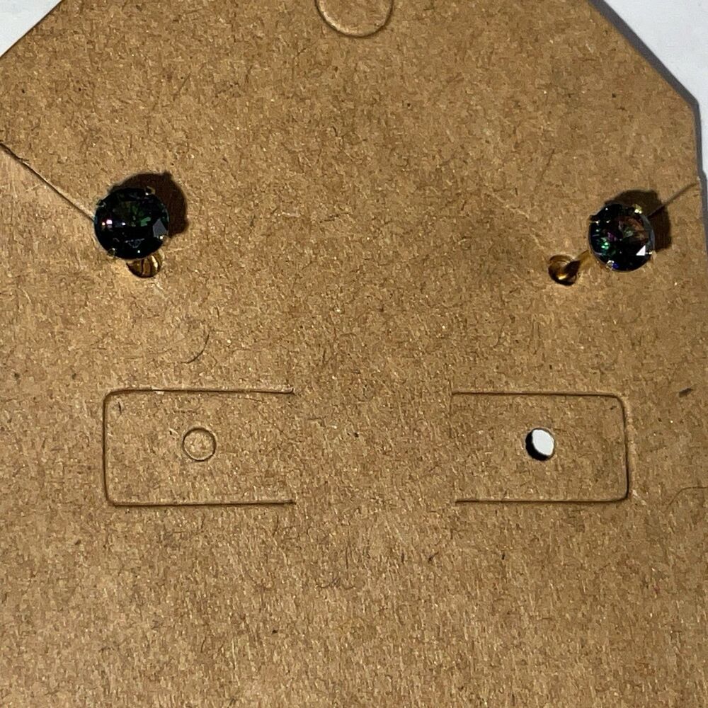 Cubic Zirconia Green StudEarring Hypoallergenic Surgical Steel Sensitive Ear New